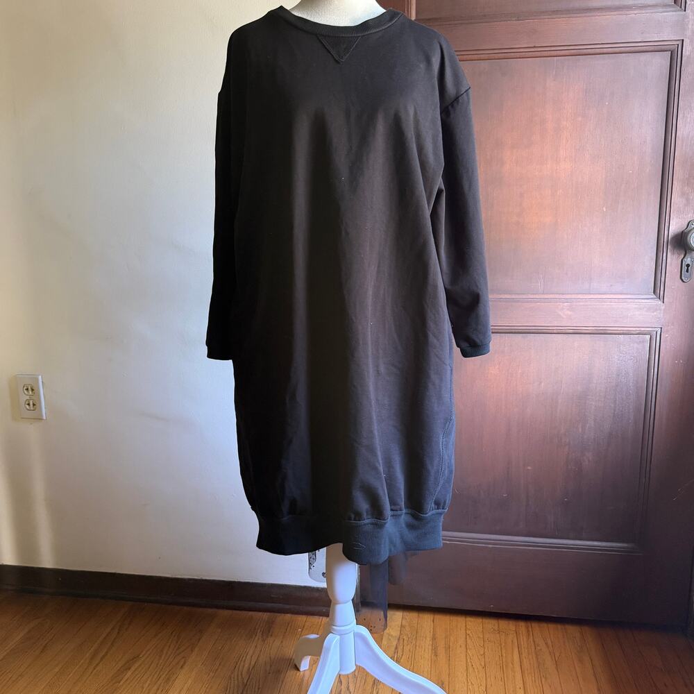 PAOLO TRICOT | Oversized Layered Sweatshirt Dress with Heart Print Mesh | XL